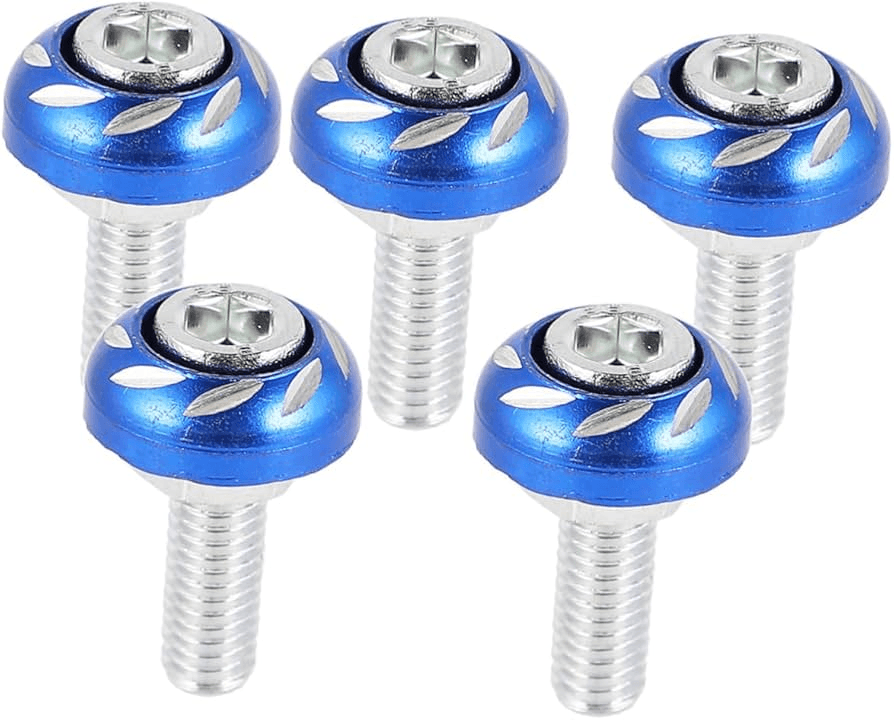 Tornillos con arandelas decorativas tipo tunning para moto azul